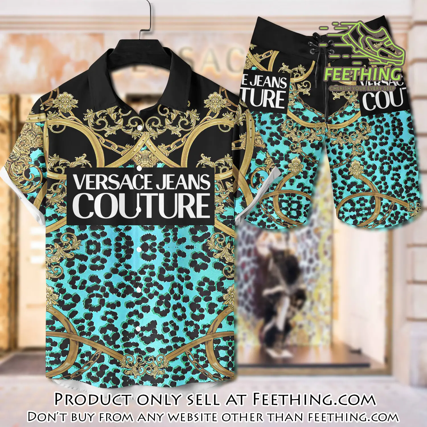 Versace luxury hawaiian shirt & short set lhs1217 ft3734057